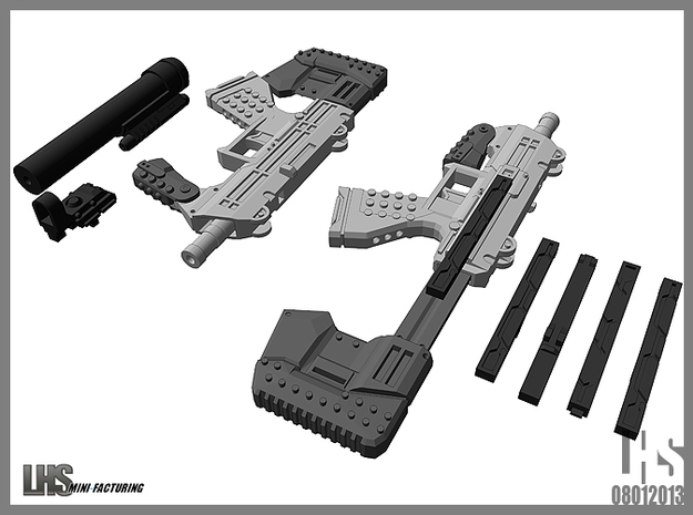 1/6 scale caseless smg Akimbo Package  in White Natural Versatile Plastic