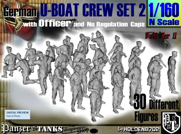 1-160 German U-Boot Crew Set2 in Tan Fine Detail Plastic