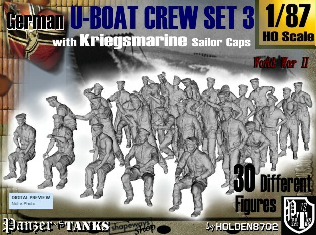 1-87 German U-Boot Crew Set3 in Tan Fine Detail Plastic