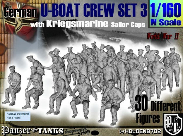 1-160 German U-Boot Crew Set3 in Tan Fine Detail Plastic