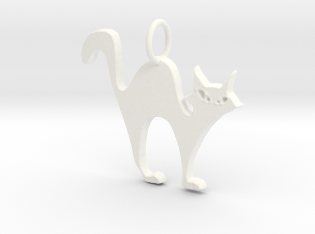 Halloween Cat Pendant in White Processed Versatile Plastic