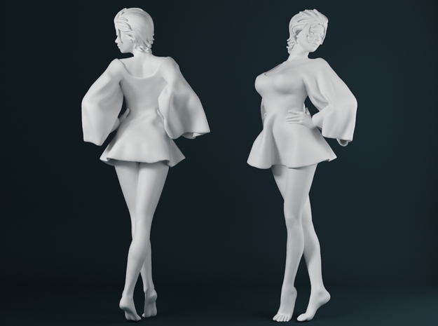 Skirt Girl-002 scale 1/24 in Tan Fine Detail Plastic