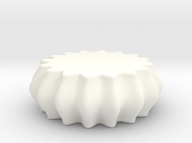 DRAW paperweight - wavy puck solid in White Processed Versatile Plastic