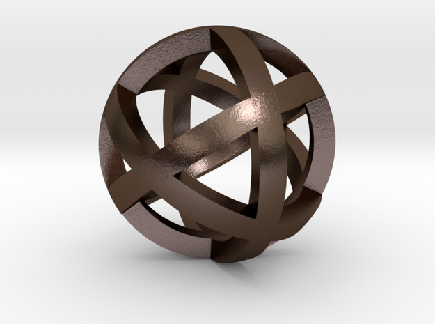 0401 Spherical Cuboctahedron (d=2.2cm) #001 in Polished Bronze Steel