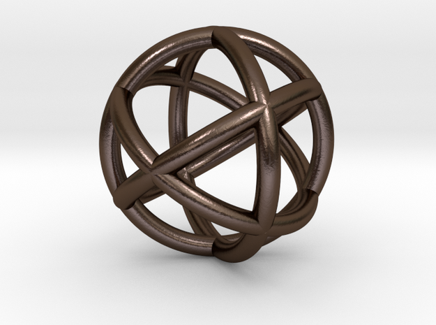  0402 Spherical Cuboctahedron (d=2.2cm) #002 in Polished Bronze Steel