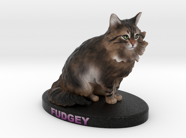 Custom Cat Figurine - Fudgey in Full Color Sandstone