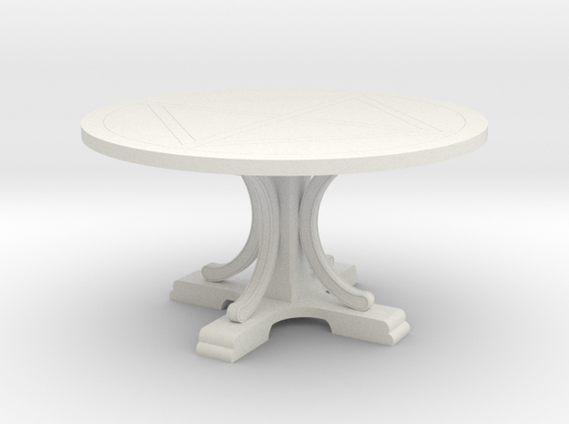 Decorative Round Table in White Natural Versatile Plastic: 1:48