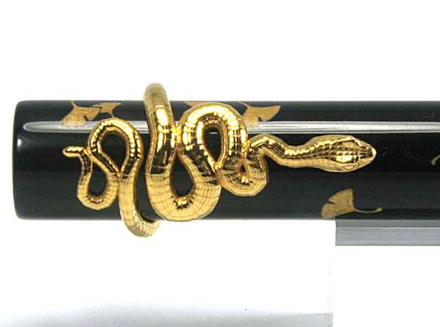 Snake Fountain Pen Roll-Stopper M 15 mm v3 in 18k Gold Plated Brass