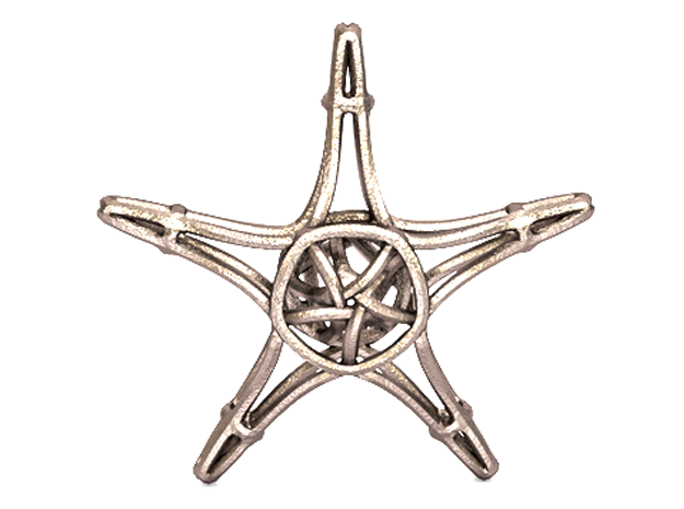 Starfish Wireframe Keychain in Polished Bronzed Silver Steel