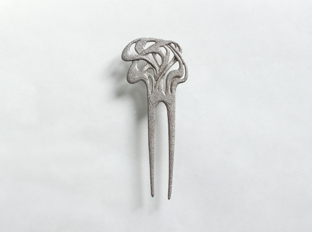 Mucha Hairpin in Polished Nickel Steel