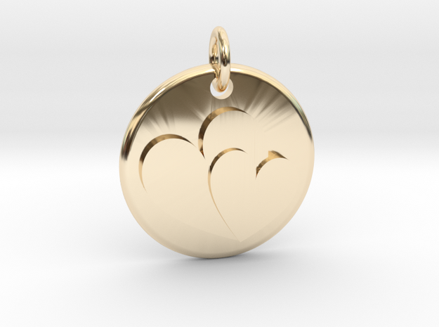 Two hearts pendant in 14k Gold Plated Brass