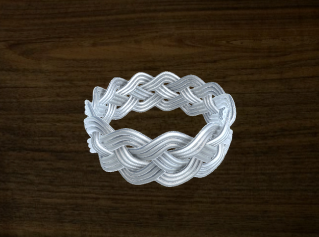 Turk's Head Knot Ring 4 Part X 13 Bight - Size 17 in White Natural Versatile Plastic
