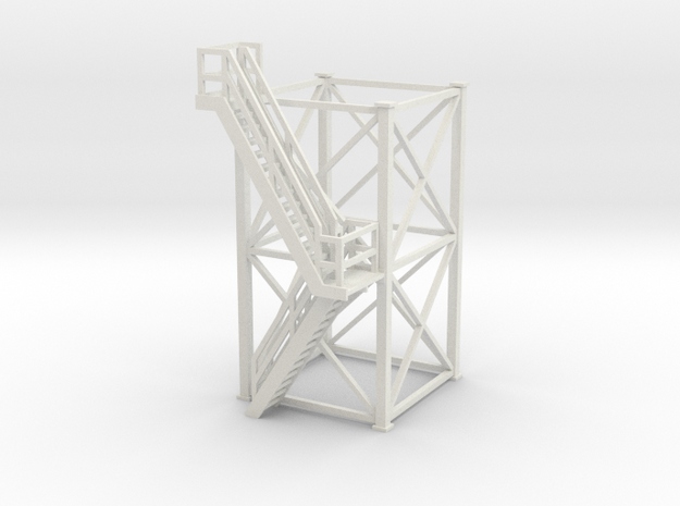 'HO Scale' - 10'x10'x20' Tower With Outside Stairs in White Natural Versatile Plastic