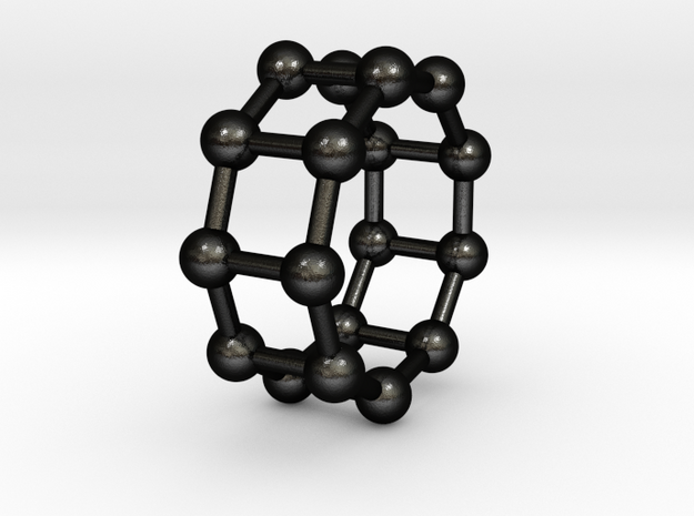 0429 Nonagonal Prism (a=1cm) #003 in Matte Black Steel