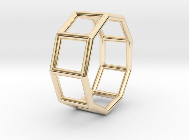 0427 Nonagonal Prism (a=1cm) #001 in 14K Yellow Gold