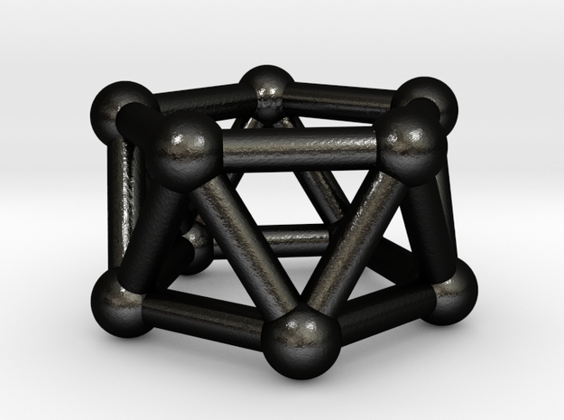 0438 Pentagonal Antiprism (a=1сm) #003 in Matte Black Steel
