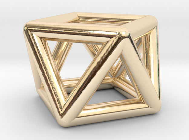 0442 Square Antiprism (a=1cm) #001 in 14K Yellow Gold