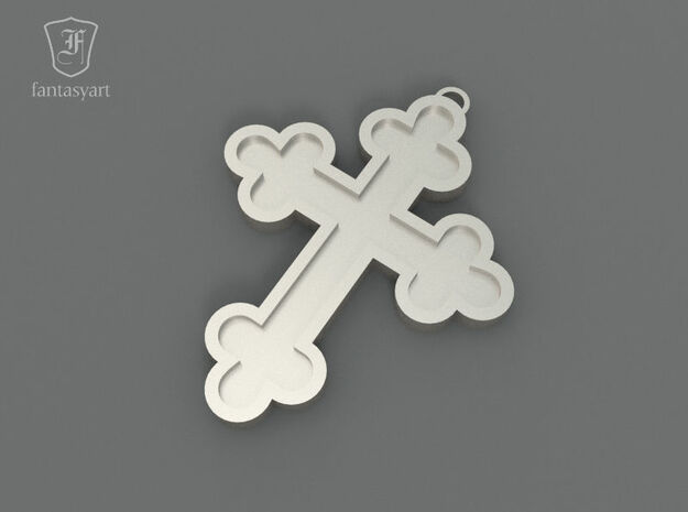 Trefoil Cross Pendant in Polished Bronzed Silver Steel
