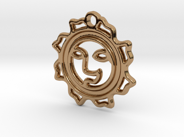 1 inch (2.54 cm) Happy Sun Pendant in Polished Brass