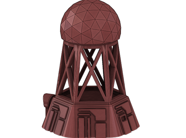 Radar Control Tower (Small Dome) in White Natural Versatile Plastic