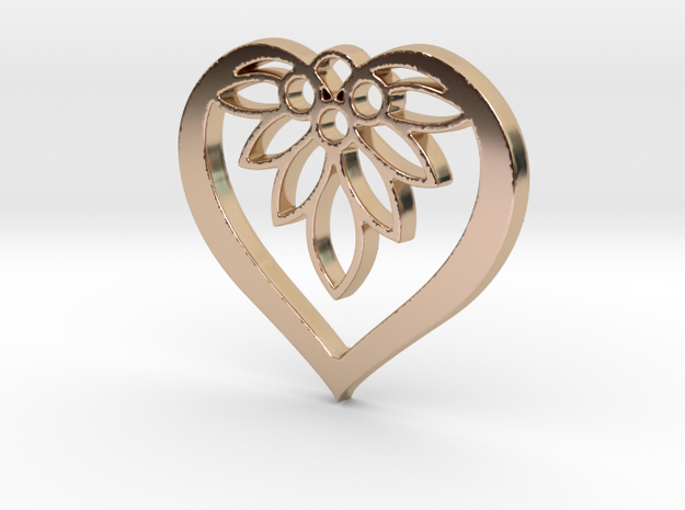 Flower of my Heart Pendant - Amour Collection in 14k Rose Gold Plated Brass