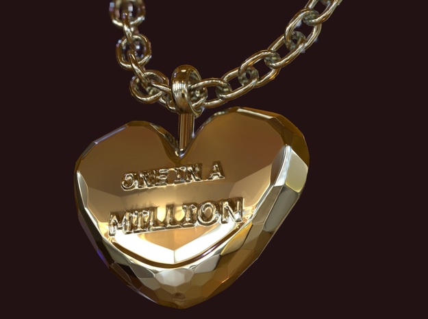 One in a Million Valentine Heart pedant in 14k Gold Plated Brass