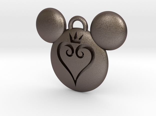 Kingdom Hearts Keychain  in Polished Bronzed Silver Steel