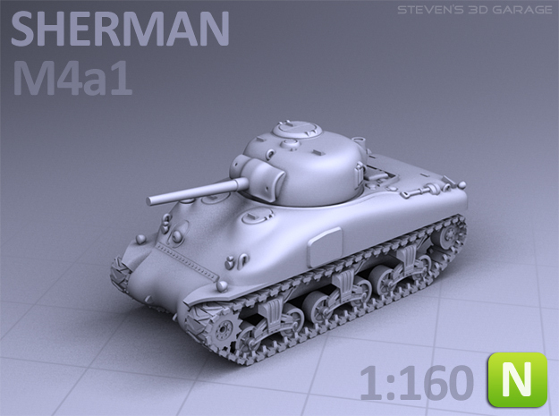 SHERMAN M4A1  (N scale) in Tan Fine Detail Plastic