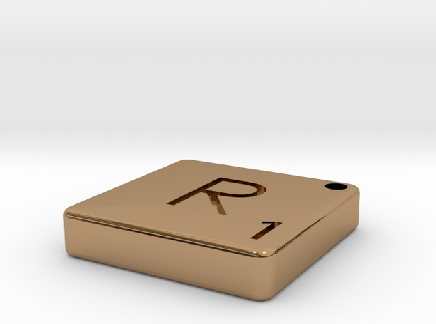 "R" Tile in Polished Brass