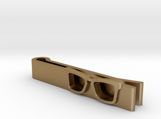 Hipster Glasses Tie-Clip Origin in Polished Gold Steel