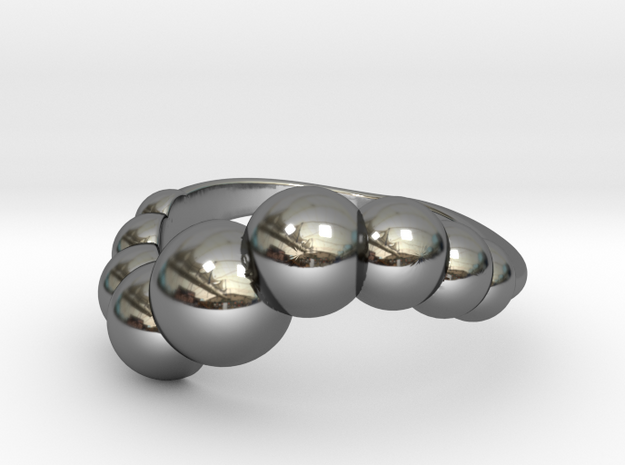 9 Sphere Ring Size 7 in Fine Detail Polished Silver
