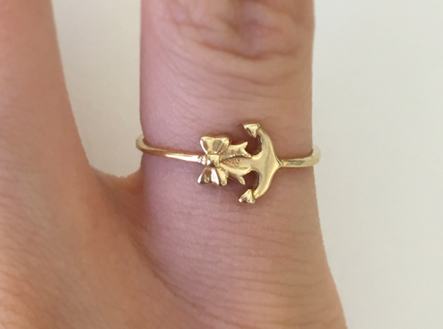 Anchor Bow Ring in 18k Gold Plated Brass: 4.25 / 47.125