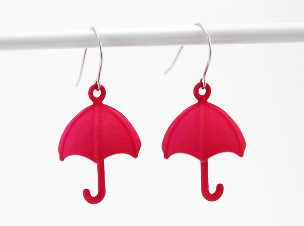 Umbrella Earrings in Pink Processed Versatile Plastic