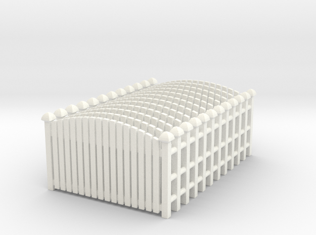 Fence 02. HO Scale (1:87) in White Processed Versatile Plastic