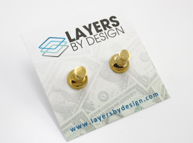 Push Pin Stud Earrings in Polished Brass
