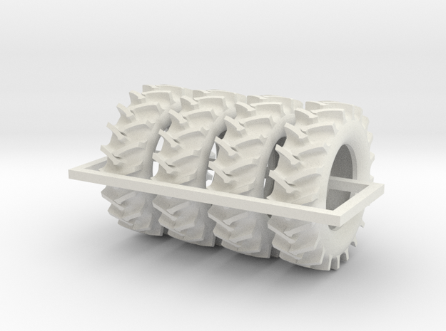 1/64 480/70r34 R2 X 4 tractor tire in White Natural Versatile Plastic