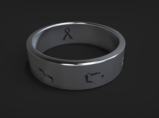 Stargate Ring size 10 (UK size T 1/2) in Polished Silver