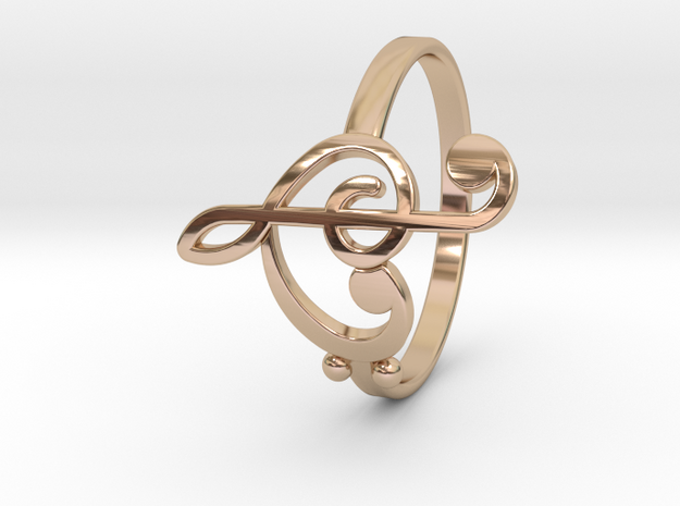 Size 8 Clefs Ring in 14k Rose Gold Plated Brass