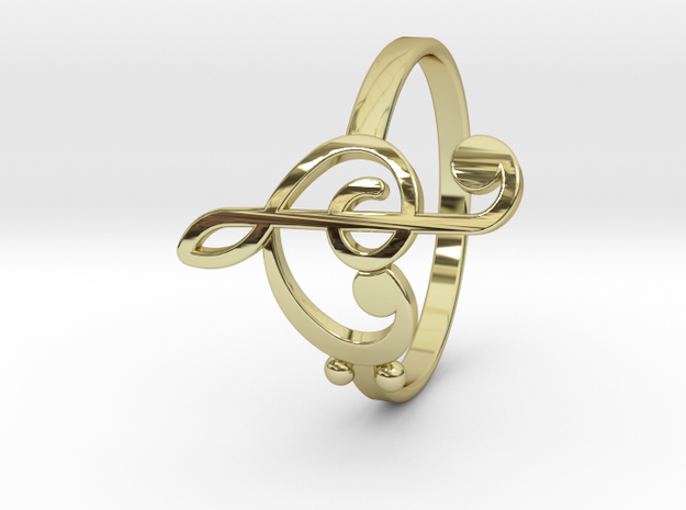Size 7 Clefs Ring in 18k Gold Plated Brass