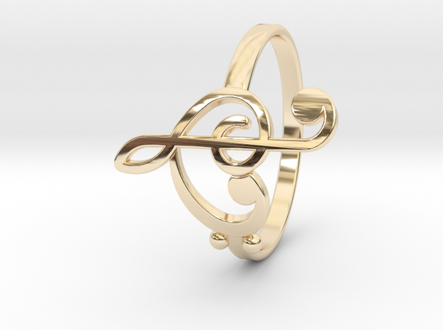 Size 9 Clefs Ring in 14k Gold Plated Brass