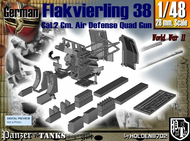1-48 Flakvierling 38 in Tan Fine Detail Plastic