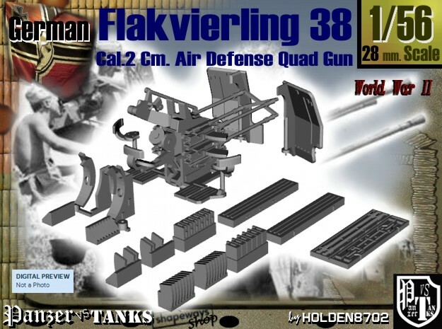 1-56 Flakvierling 38 in Tan Fine Detail Plastic