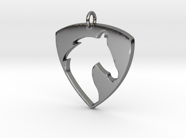 Horse Head V2 Pendant in Fine Detail Polished Silver