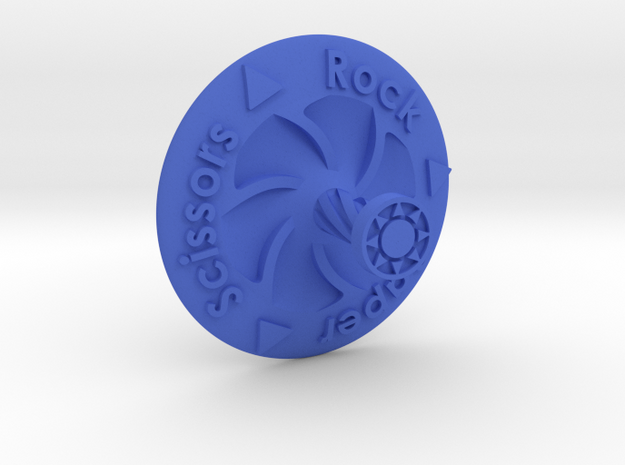 Spinning Top Rock Paper Scissors in Blue Processed Versatile Plastic