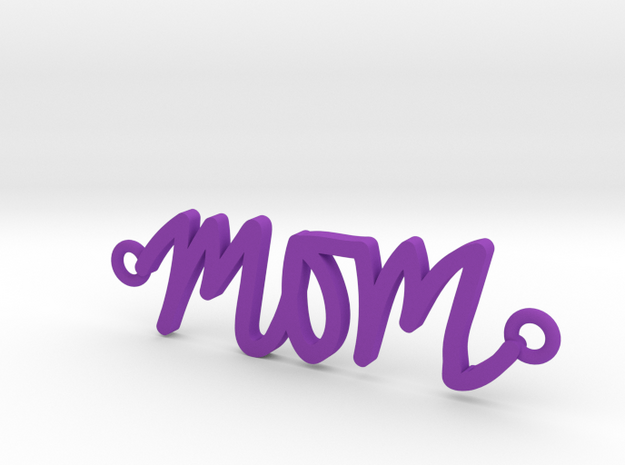 Mom Handwriting Necklace in Purple Processed Versatile Plastic