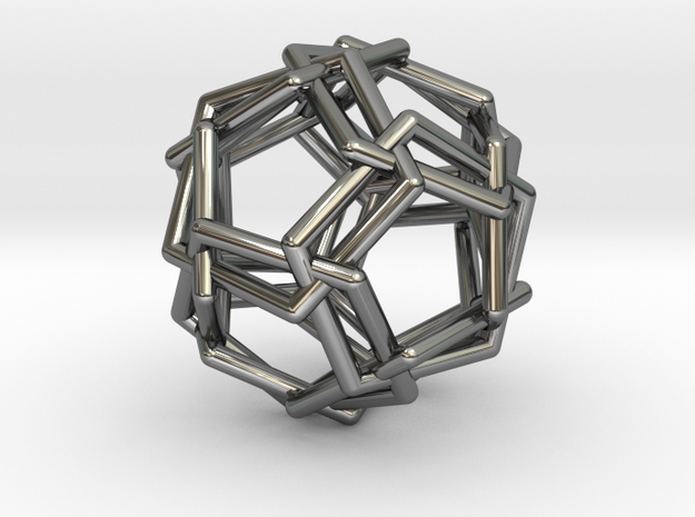 0460 Woven Icosidodecahedron (U24) in Fine Detail Polished Silver