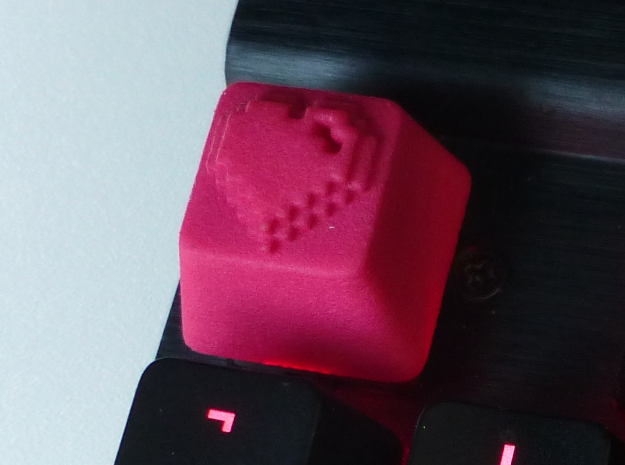 8 Bit Heart Cherry MX Keycap in Pink Processed Versatile Plastic