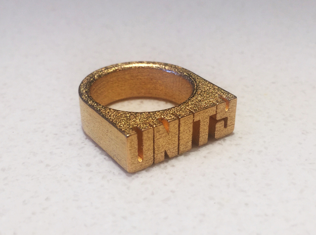 17.3mm Replica Rick James 'Unity' Ring in Polished Gold Steel