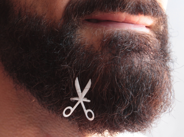 Scissors for beard - front wearing in White Natural Versatile Plastic