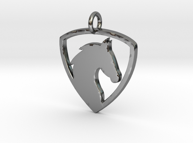 Horse Head V1 Pendant in Fine Detail Polished Silver
